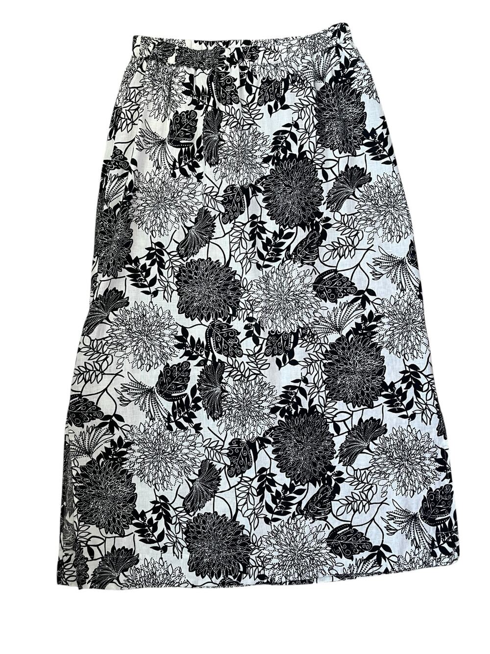 Hot Cotton Linen Skirt Maxi Floral Pull On Elastic Waist Boho Beachy Casual PM